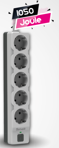 Dotvolt Beşli 1.5 Metre Kablolu Akım Korumalı Priz Beyaz Anahtarlı Surge Hunter 1050 Joule