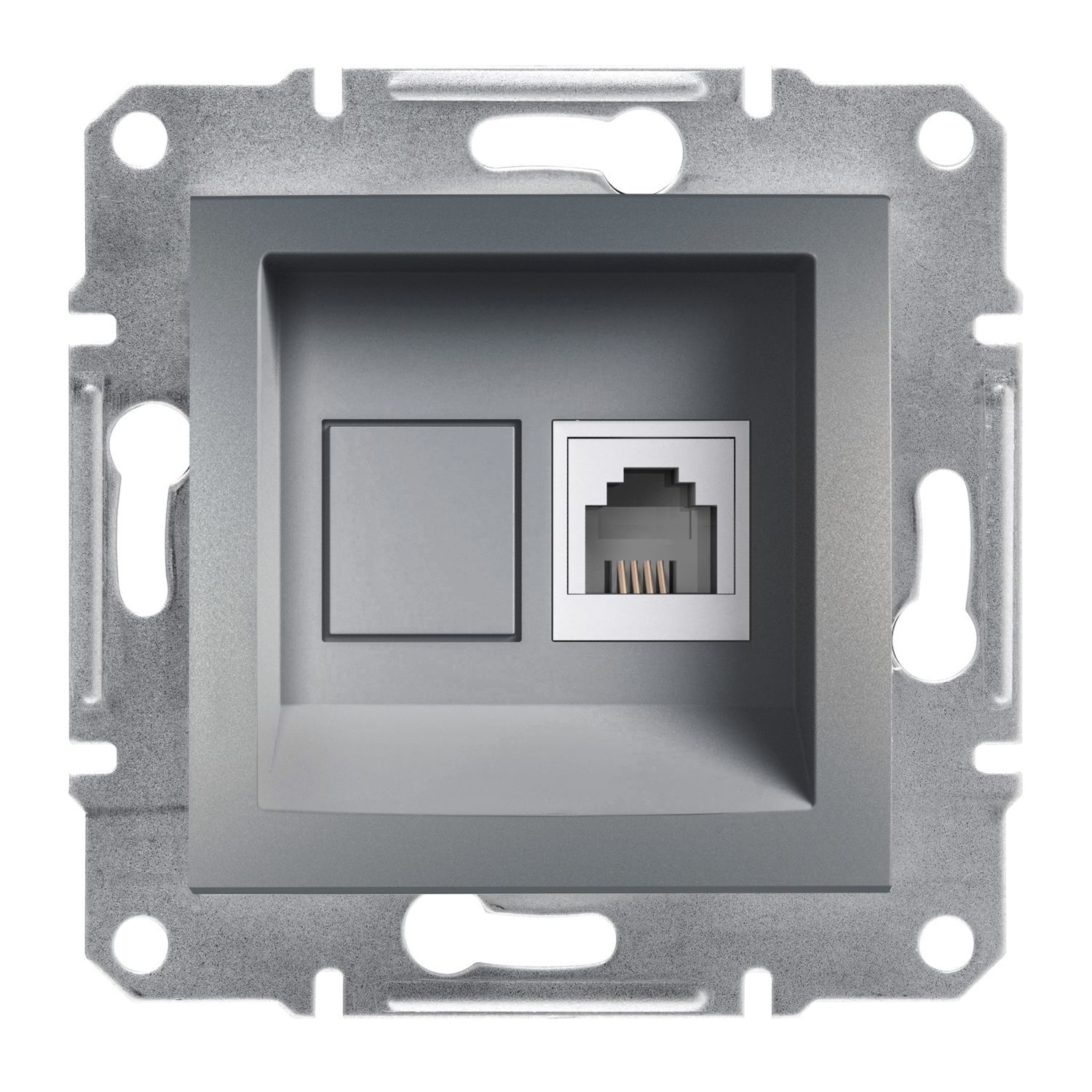 Schneider Asfora Plus Çelik RJ11  - 4 Kontaklı Telefon Prizi Çerçevesiz - EPH4100162