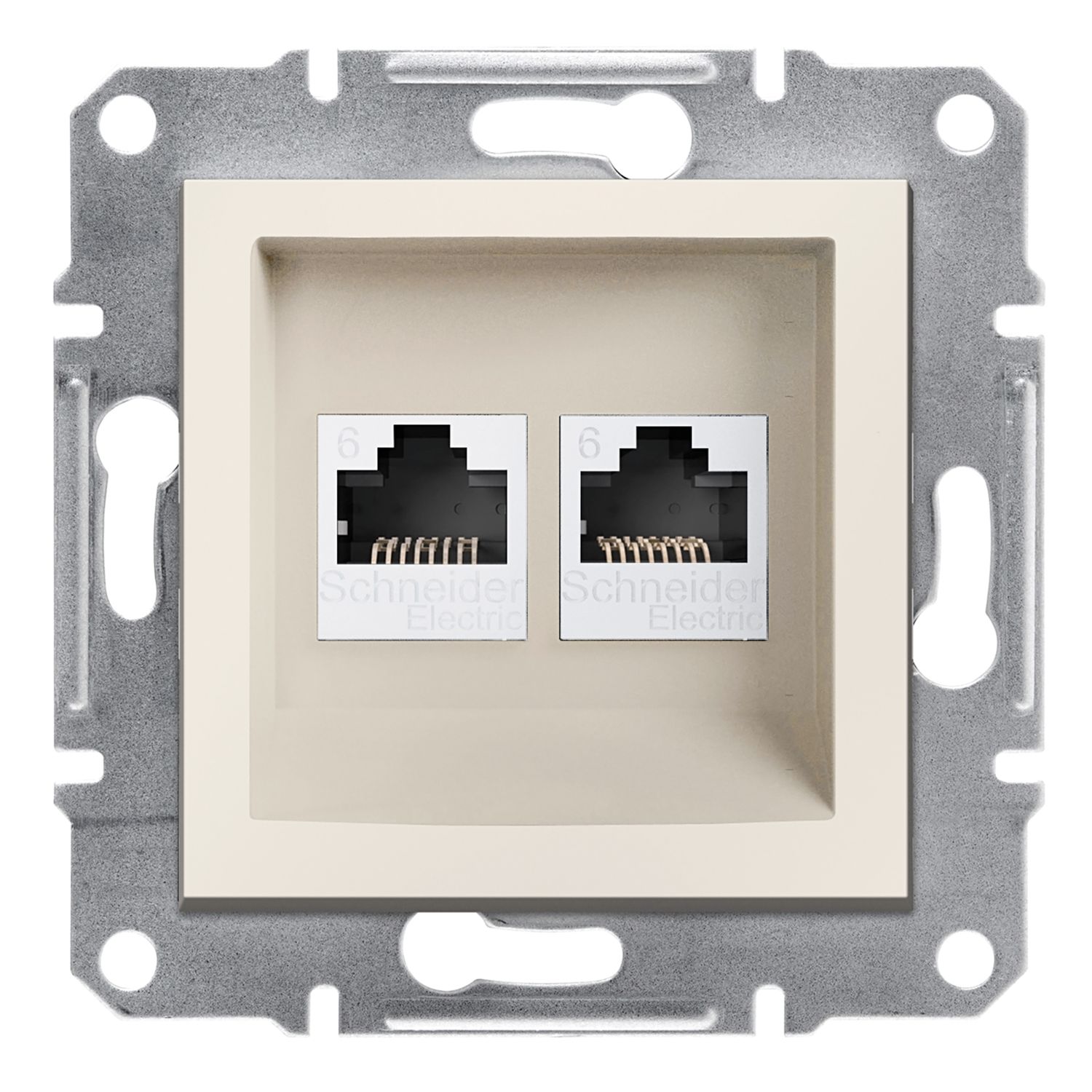Schneider Asfora Krem RJ45 İkili Data Cat-6 İnternet Prizi Çerçevesiz -EPH4870123