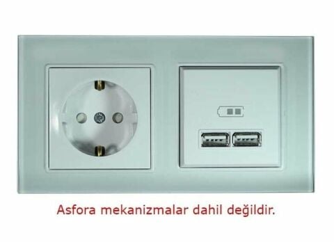 Asfir Schneider Asfora Serisine Özel İkili Beyaz Pleksiglas Anahtar Priz Çerçevesi