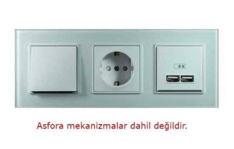 Asfir Schneider Asfora Serisine Özel Üçlü Beyaz Pleksiglas Anahtar Priz Çerçevesi