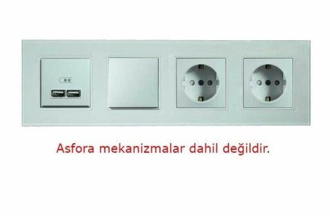 Asfir Schneider Asfora Serisine Özel Dörtlü Beyaz Pleksiglas Anahtar Priz Çerçevesi