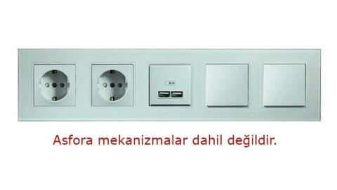 Asfir Schneider Asfora Serisine Özel Beşli Beyaz Pleksiglas Anahtar Priz Çerçevesi