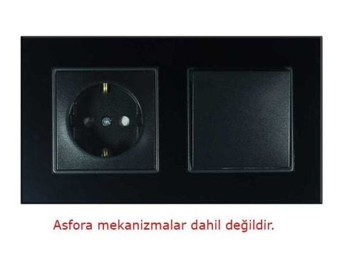 Asfir Schneider Asfora Serisine Özel İkili Parlak Siyah Pleksiglas Anahtar Priz Çerçevesi
