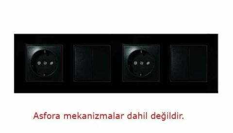 Asfir Schneider Asfora Serisine Özel Dörtlü Parlak Siyah Pleksiglas Anahtar Priz Çerçevesi