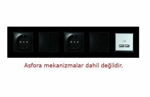 Asfir Schneider Asfora Serisine Özel Beşli Parlak Siyah Pleksiglas Anahtar Priz Çerçevesi