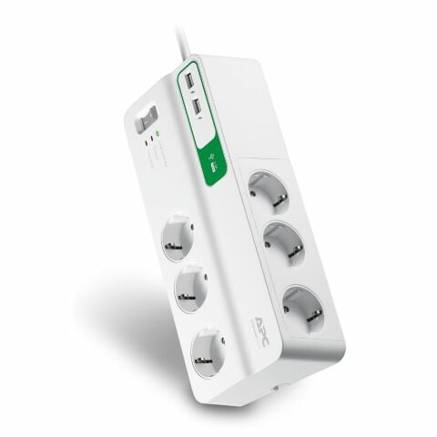 Apc By Schneider Electric 6'Lı Akım Korumalı Priz 2 USB Hızlı Şarj Çıkışlı Beyaz PM6U-GR