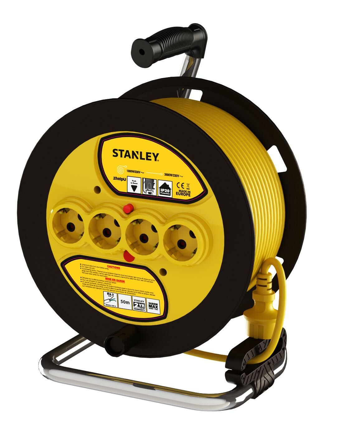 Stanley St-E Serisi Ip20 4 Soketli 40 Metre Makaralı Kablo SXECFL2QBVE