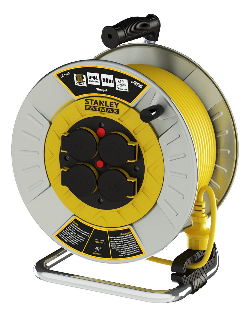 Stanley Metal Ip44 4 Soketli 50 Metre Makaralı Kablo SXECFM2RBXE