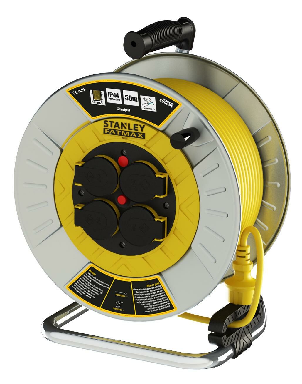 Stanley Metal Ip44 4 Soketli 40 Metre Makaralı Kablo SXECFM2RCVE