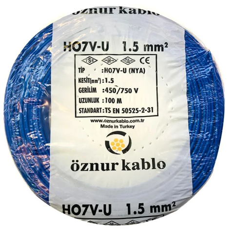 Öznur 1.5 Nya Mavi Tam Bakır TSE Kablo - 100 Metre