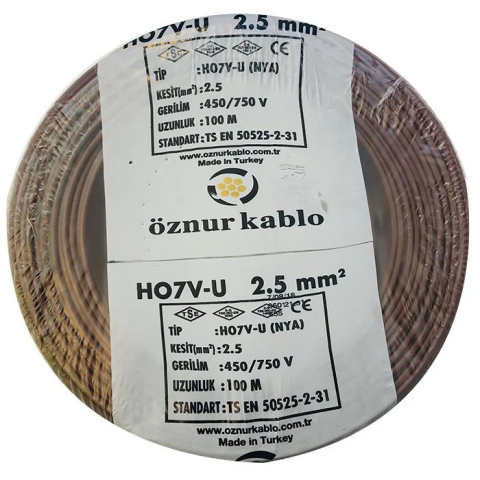 Öznur 2.5 Nya Kahverengi Tam Bakır TSE Kablo - 100 Metre