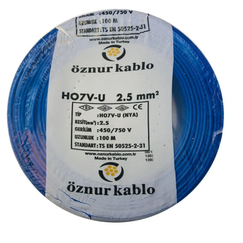 Öznur 2.5 Nya Mavi Tam Bakır TSE Kablo - 100 Metre
