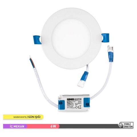 Ack 6w Günışığı 3000k Slim Led Panel Yuvarlak Alüminyum AP01-00600