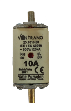 Voltrano Kale Porselen 10A 00 Boy Bıçaklı Sigorta Buşonu NH00
