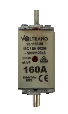 Voltrano Kale Porselen 160A 00 Boy Bıçaklı Sigorta Buşonu NH00