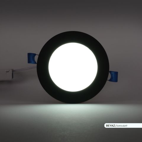 Ack 6w Beyaz Işık 6500k Siyah Kasa Slim Led Panel Yuvarlak AP01-00631