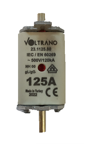 Voltrano Kale Porselen 125A 00 Boy Bıçaklı Sigorta Buşonu NH00