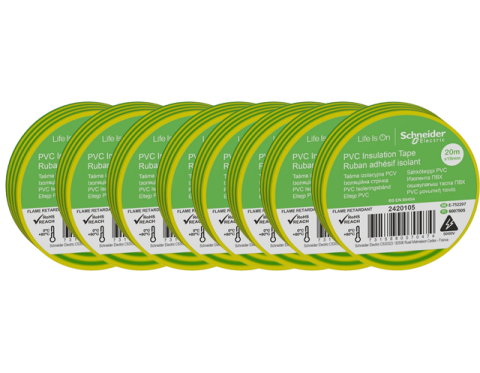 Schneider 8li Sarı Yeşil PVC İzolasyon Bandı 20mt*19mm 2420105-8
