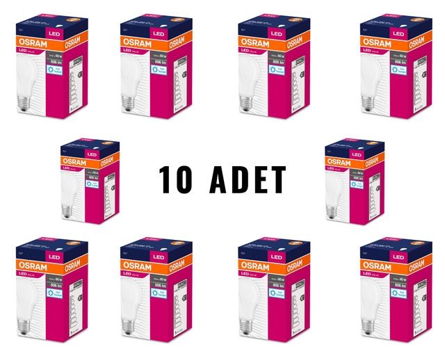 Osram 8.5W Value Led Ampul 806 Lümen E27 Beyaz Işık - 10'lu
