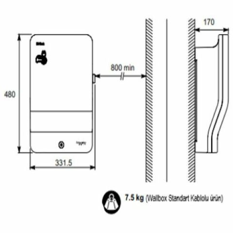 Schneider Evlink Wallbox 7,4kw/32a Kablosuz T2 Soket Araç Şarj İstasyonu EVH3S7P04K