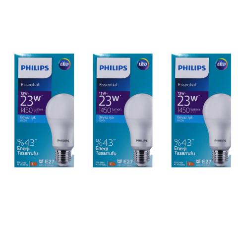 Philips 13W Beyaz Işık E27 ESS LEDBulp Led Ampul 1450 Lümen - 3 Adet