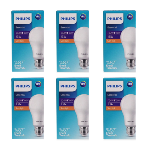Philips 13W Sarı Işık Günışığı Led Ampul E27 Duylu 1350 Lümen - 6 Adet
