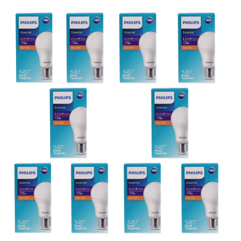 Philips 13W Sarı Işık Günışığı Led Ampul E27 Duylu 1350 Lümen - 10 Adet