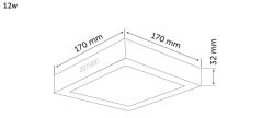 İnoled 12w Ilık Beyaz 4000k Sıva Üstü Kare Led Panel 2760-03