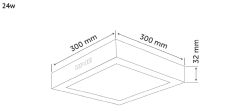İnoled 24w Beyaz Işık Sıva Üstü Kare Led Panel 2762-01