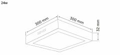 İnoled 24w Günışığı Sıva Üstü Kare Led Panel 2762-02