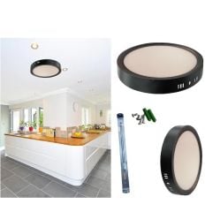İnoled 24w Beyaz Işık Siyah Kasa Yuvarlak Sıva Üstü Led Panel 2772-01