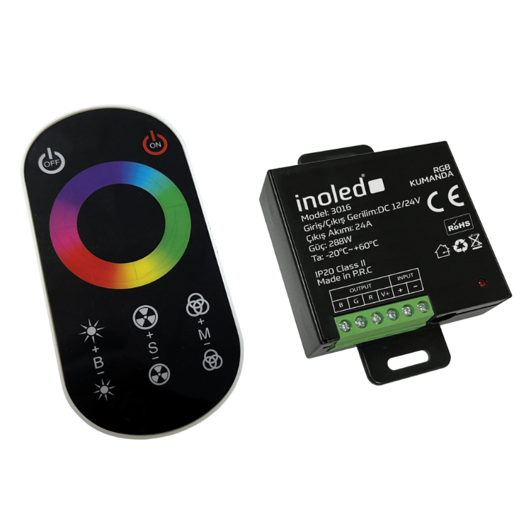 İnoled 25 Metrelik 24 Amper 288w Dönerli Dokunmatik Rgb Led Kumandası 3014