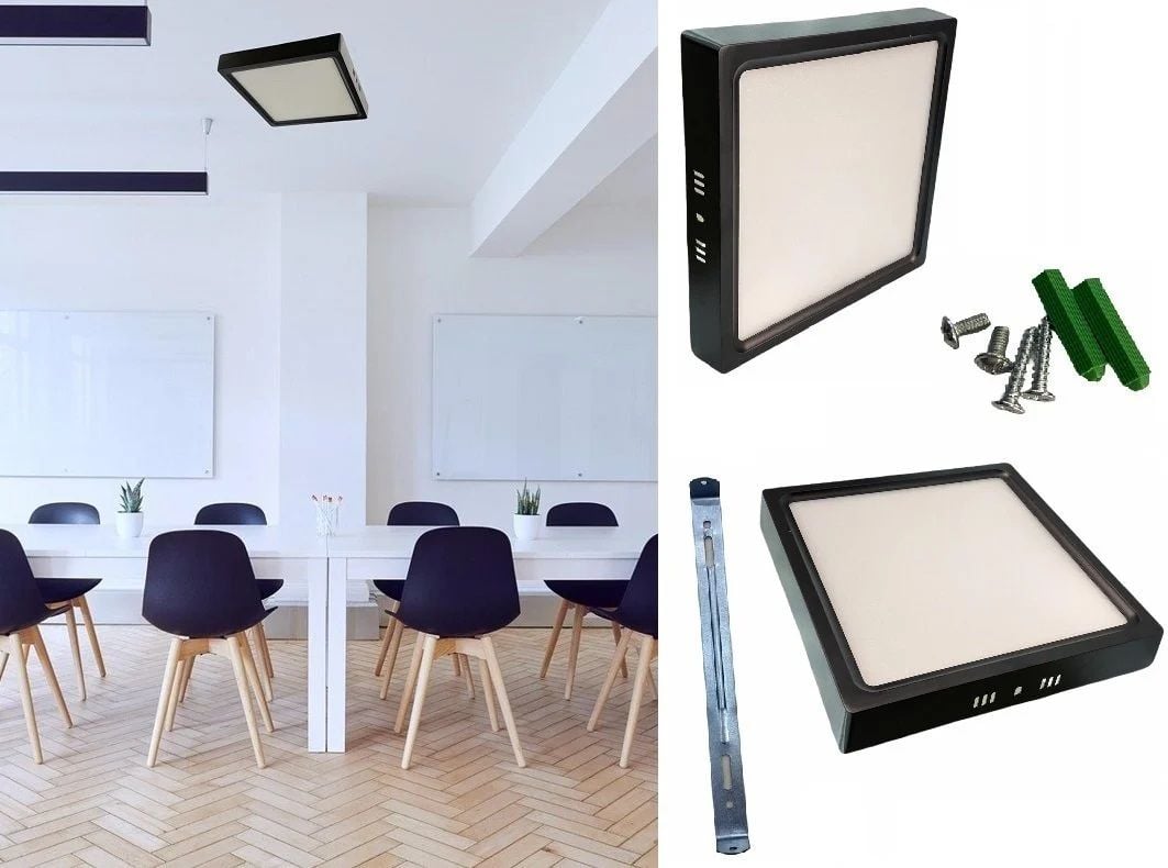 İnoled 18w Günışığı Siyah Kasa Kare Sıva Üstü Led Panel 2781-02