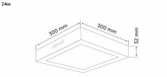 İnoled 24w Ilık Beyaz 4000k Siyah Kasa Kare Sıva Üstü Led Panel 2782-03