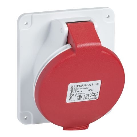 Schneider 4x32A Eğik Makine Prizi 380 Volt Trifaze IP 44 PKF32F434