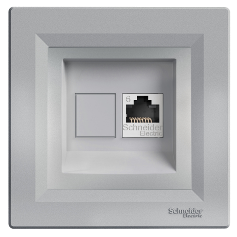 Schneider Asfora Plus Alüminyum RJ45 Tekli Data Cat-6 İnternet Prizi Çerçeveli - EPH4700161
