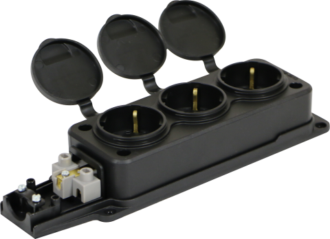 Bemis Kauçuk 3'lü Üçlü Grup Priz 1x16 Amper 220 Volt BK1-1402-3613