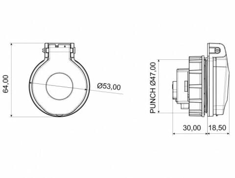 Bemis 1X16A Somunlu Pano Prizi 220 Volt BY8-1402-2440