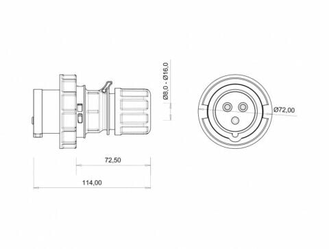 Bemis 3X16A Düz Erkek Fiş IP 67 220 Volt BC1-1403-7011