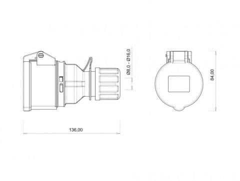 Bemis 5X16A Düz Seyyar Dişi Priz IP 44 380 Volt BC1-1505-2312