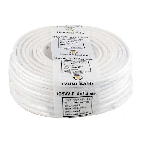 Öznur 4x1.5 mm Beyaz TTR Çok Telli Kablo H05VV-F 100 METRE