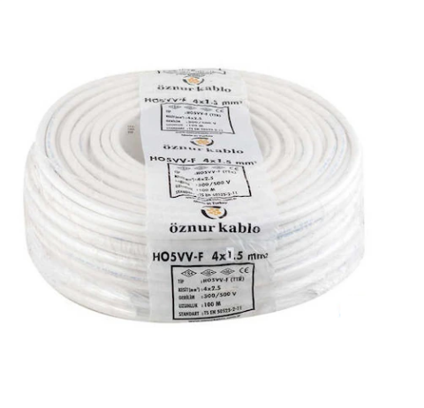 Öznur 4x1.5 mm Beyaz TTR Çok Telli Kablo H05VV-F 100 METRE