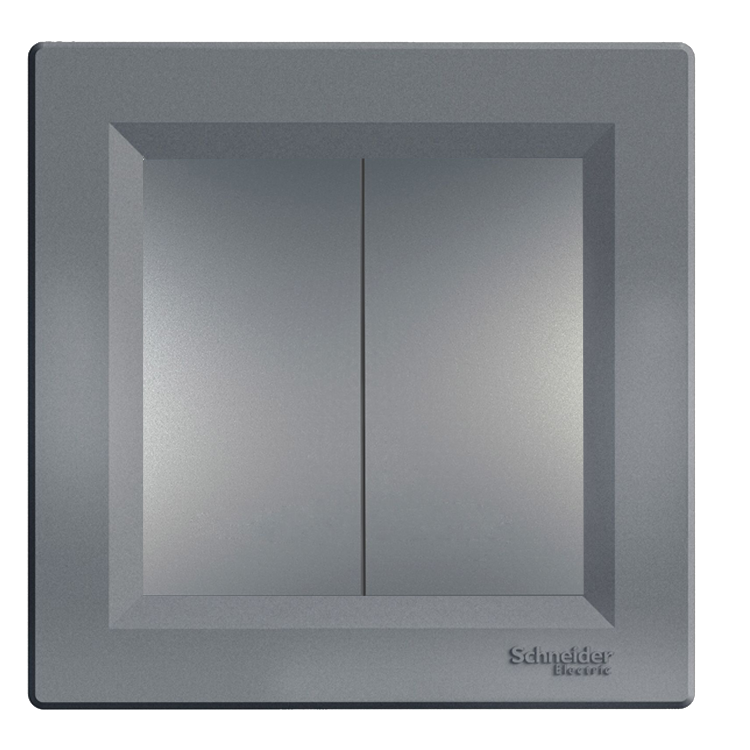 Schneider Asfora Plus Çelik İkili Anahtar Komütatör Çerçeveli - EPH0300162