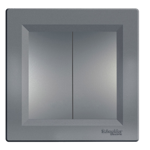 Schneider Asfora Plus Çelik İkili Anahtar Komütatör Çerçeveli - EPH0300162