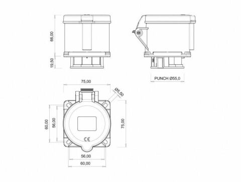 Bemis 5X32A Düz Makine Prizi IP 44 380 Volt BC1-3505-2413