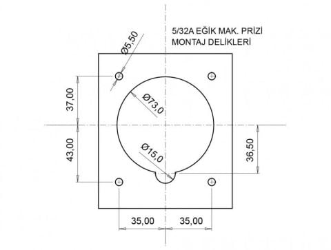 Bemis 5X32A 45 Derece Eğik Makine Prizi IP 44 380 Volt BC1-3505-2420