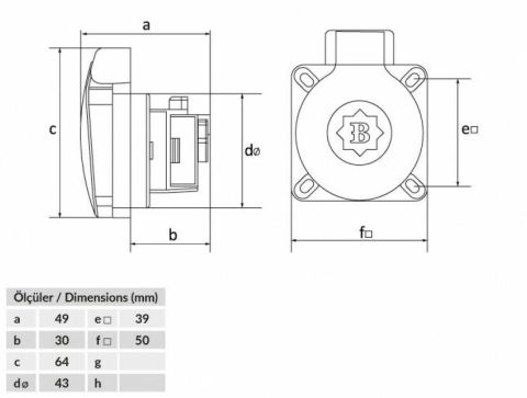 Bemis 1X16A Pano Prizi Yatay Giriş 220 Volt BY8-1402-2700