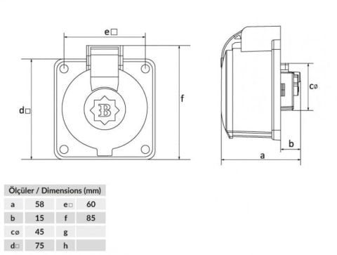 Bemis 1X16A Makine Prizi IP 44 200 BP1-1402-2410
