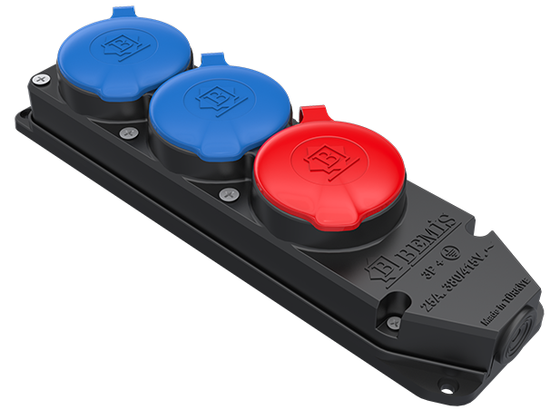 Bemis Kauçuk 1 Trifaze (3x25a) +  2 Monofaze (1x16) Üçlü Grup Priz BK6-2504-4613